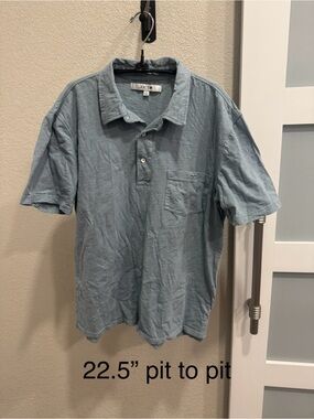 Joes jeans brand chambray Blue Men's Polo Shirt with Chest Pocket sz Lg